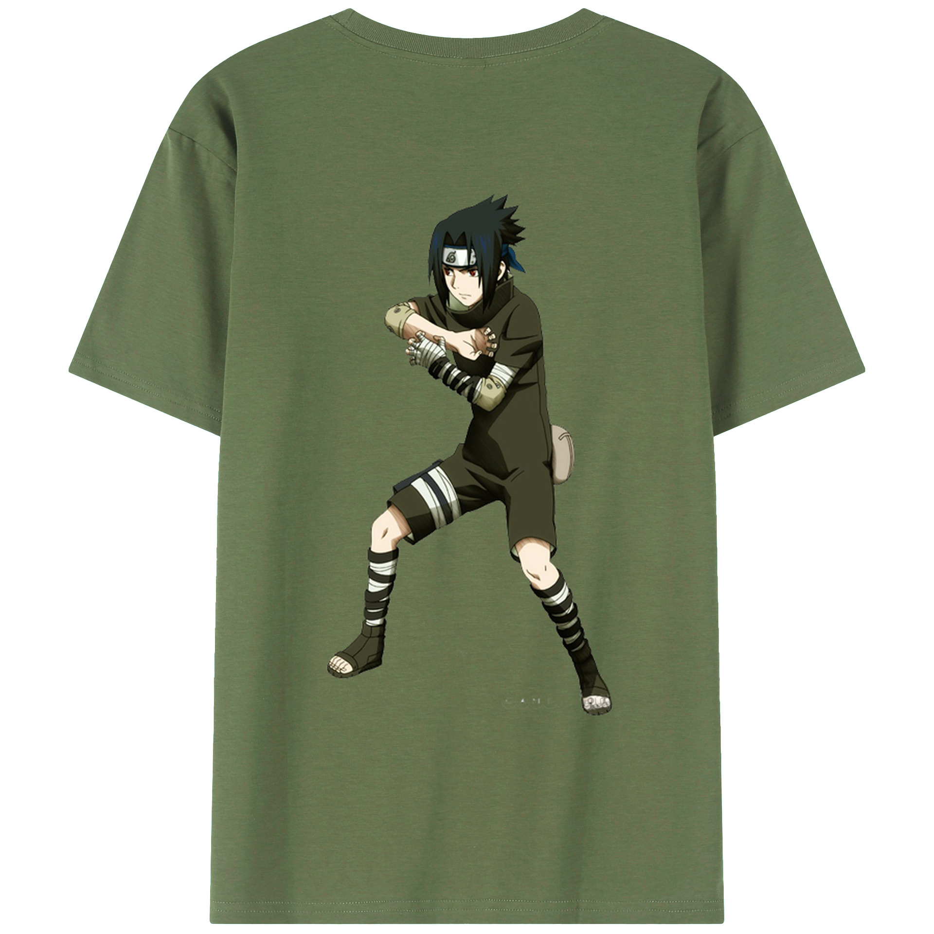 （画像用） NARUTO -ナルト- うちは サスケ Uchiha Sasuke 綿100％ メンズ半袖Tシャツ（バックプリント） 通気性